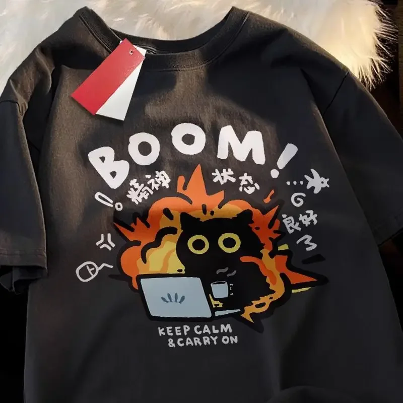Short Sleeved T-shirt for Women in Summer New Loose Casual Cartoon Work Cat Print Oversized Top for Men Clothing Pure Cotton
Short Sleeved T-shirt for Women in Summer New Loose Casual Cartoon Work Cat Print Oversized Top for Men Clothing Pure Cotton