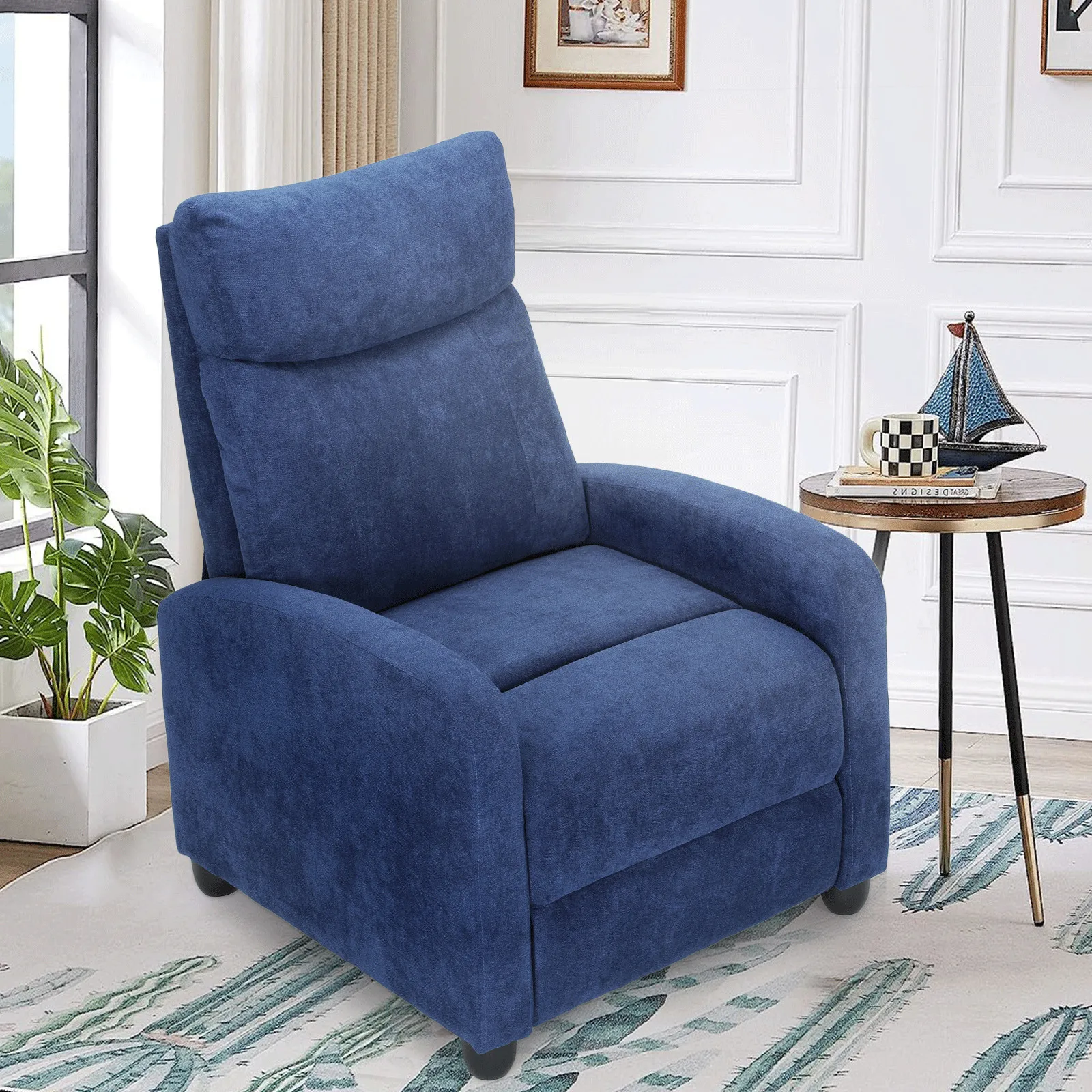 Navy Blue Recliner Chair Fabric Living Room Single Modern Sofa Adjustable Back
Navy Blue Recliner Chair Fabric Living Room Single Modern Sofa Adjustable Back