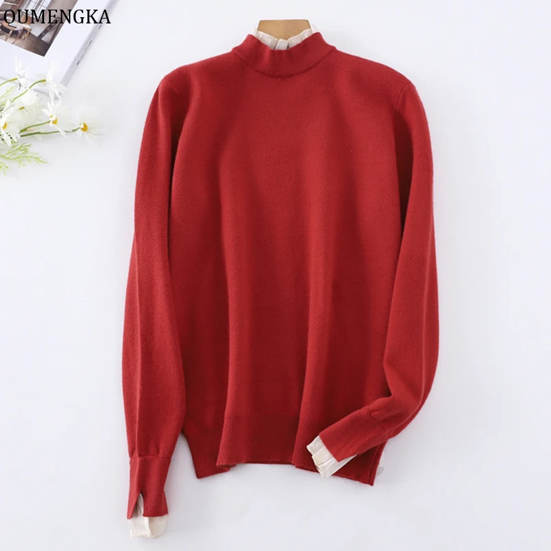 Korean Turtleneck Slim Thicken Knitted Pullovers Woman Autumn Winter Soft Sweater Casual Chiffon Patchwork Warm Knitwear Tops
Korean Turtleneck Slim Thicken Knitted Pullovers Woman Autumn Winter Soft Sweater Casual Chiffon Patchwork Warm Knitwear Tops