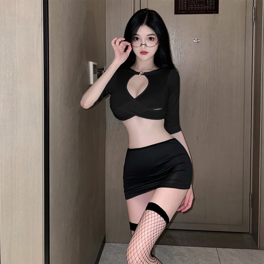 Women Sexy OL Secretary Uniform Costume Cosplay Hollow Out Shirt+black Short Skirt Lingerie 2Pcs Set Erotic Lingerie Outfit
Women Sexy OL Secretary Uniform Costume Cosplay Hollow Out Shirt+black Short Skirt Lingerie 2Pcs Set Erotic Lingerie Outfit