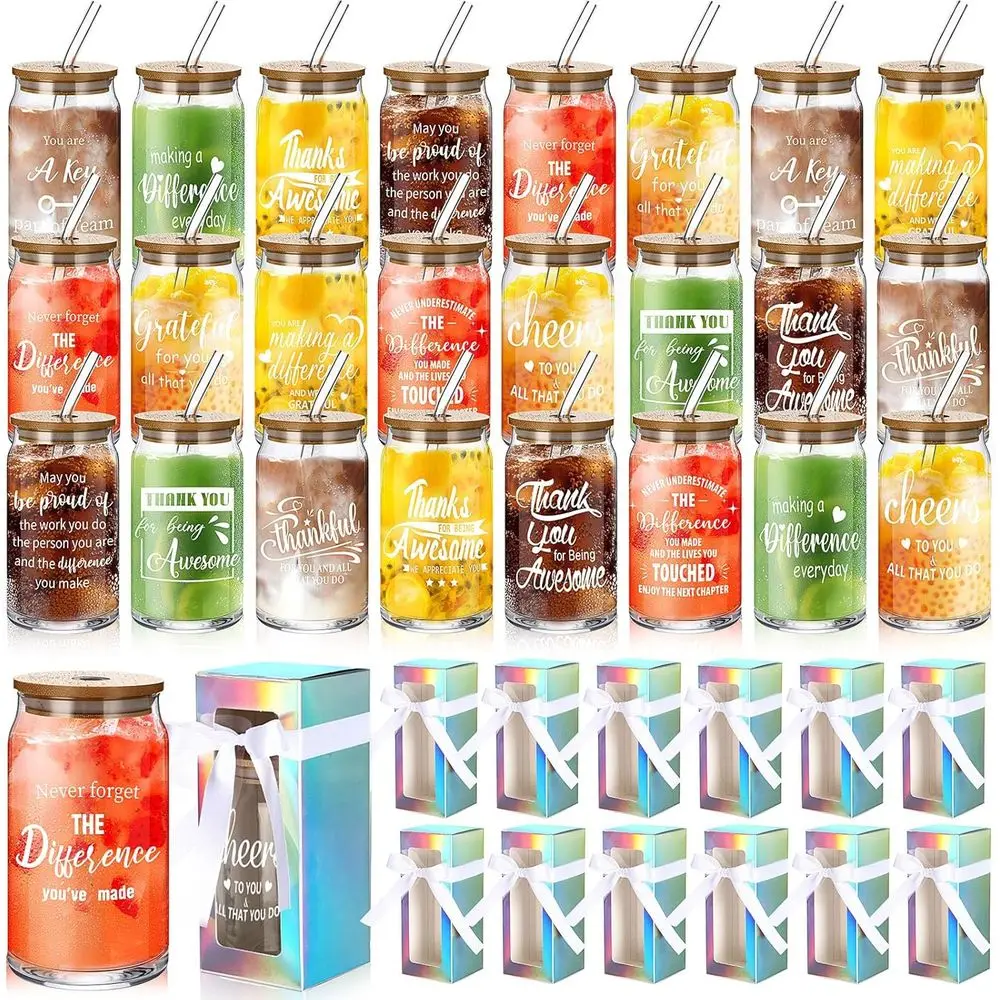 24 Sets Team Gits Bulk or Employee Appreciation Thank You 16 oz Glass Cups with Bamboo Lids Sts Inspirational Birthday Git Boxes
24 Sets Team Gits Bulk or Employee Appreciation Thank You 16 oz Glass Cups with Bamboo Lids Sts Inspirational Birthday Git Boxes