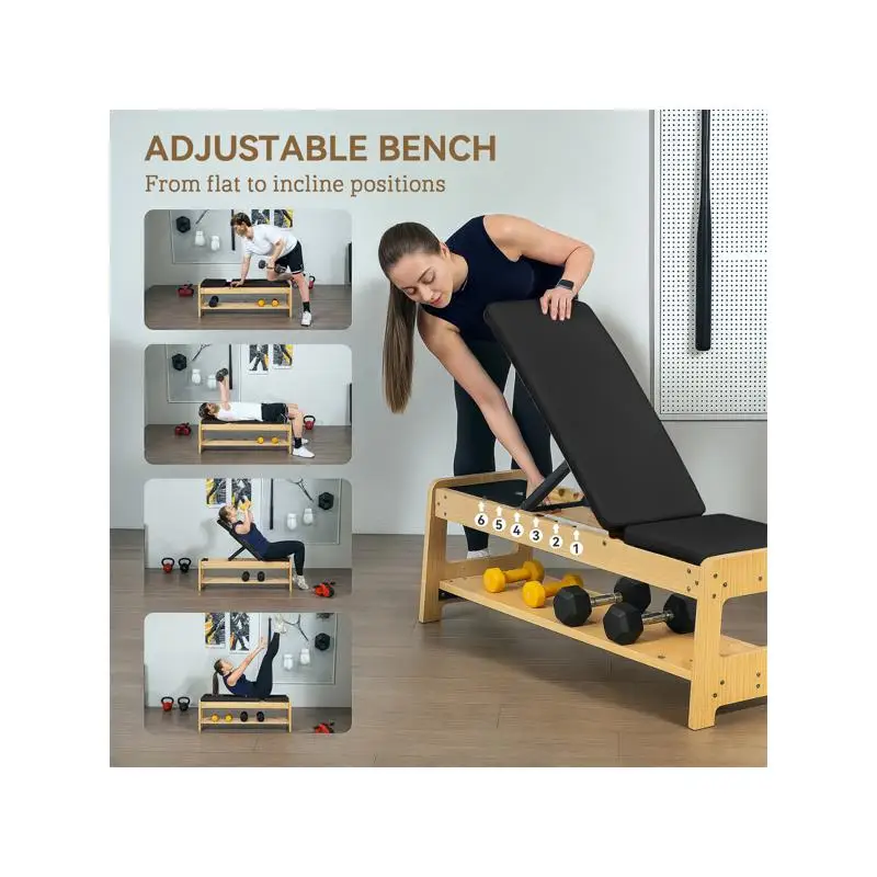 Регулируемая скамья — деревянное оборудование для силовых тренировок для домашнего спортзала, универсальные настройки плоского и наклона, компактный дизайн
Регулируемая скамья — деревянное оборудование для силовых тренировок для домашнего спортзала, универсальные настройки плоского и наклона, компактный дизайн