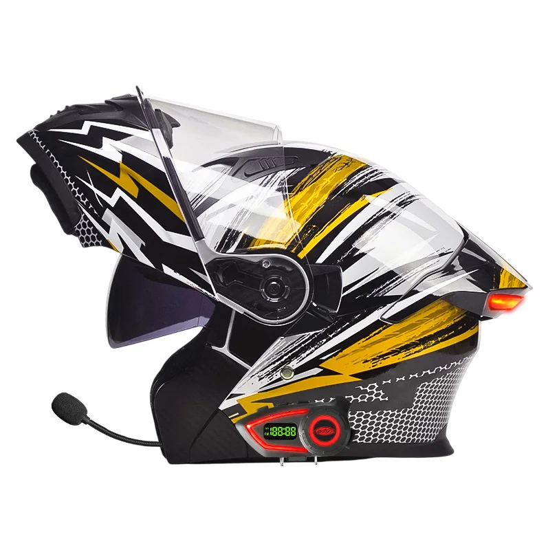 DOT Certification LED Intelligence Tail Light Motorcycle Helmet with BlueTooth Dual Lens ABS Material Motorcycle Flip Up Helmet
DOT Certification LED Intelligence Tail Light Motorcycle Helmet with BlueTooth Dual Lens ABS Material Motorcycle Flip Up Helmet