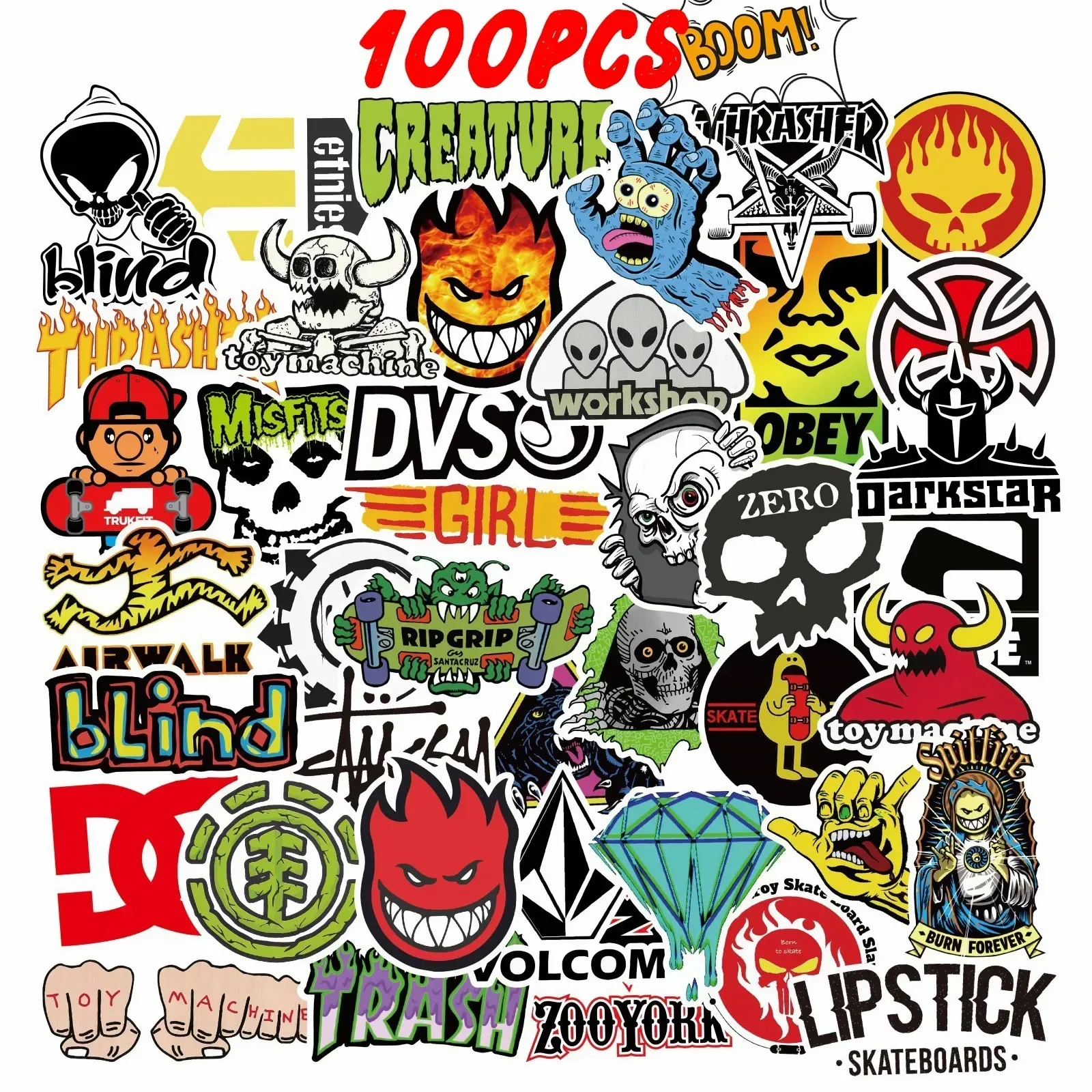 100pcs Non-Repeating Skateboard Stickers Waterproof Vinyl for Laptop Guitar Suitcase Car Graffiti Tattoo Style Decal Gift
100pcs Non-Repeating Skateboard Stickers Waterproof Vinyl for Laptop Guitar Suitcase Car Graffiti Tattoo Style Decal Gift