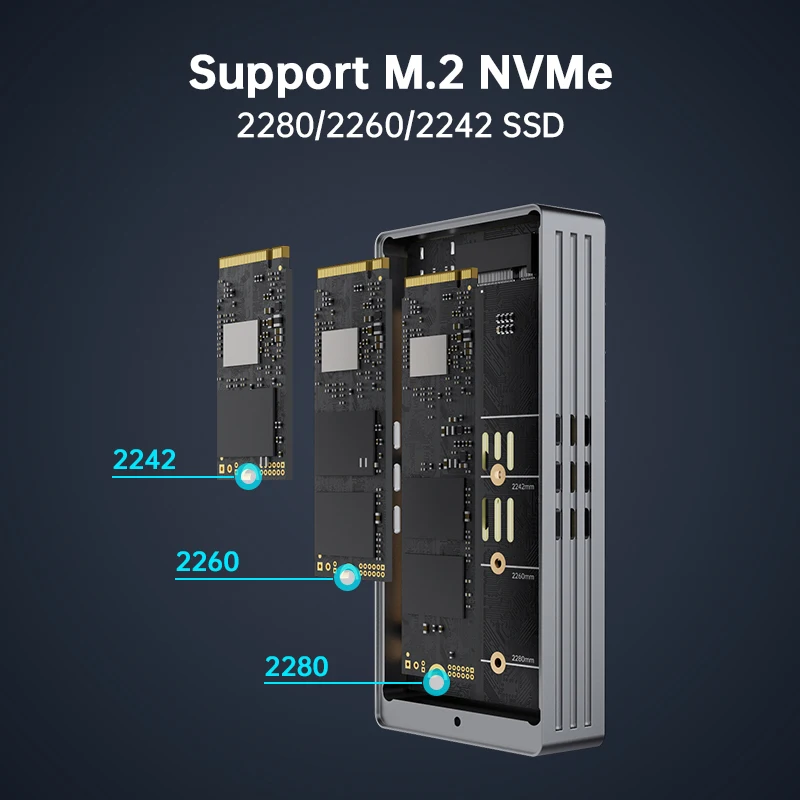 OSCOO SSD Enclosure USB4.0 NVMe Protocol Type C Support Thunderbolt 4 Compatible M.2 2242/2260/2280 SSD Transmission Rate 40Gbps
OSCOO SSD Enclosure USB4.0 NVMe Protocol Type C Support Thunderbolt 4 Compatible M.2 2242/2260/2280 SSD Transmission Rate 40Gbps