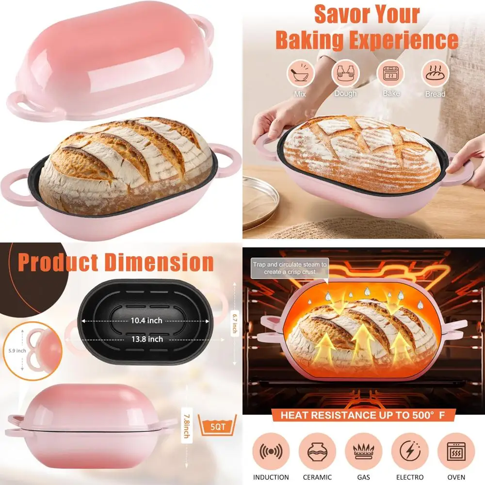 Овальная чугунная форма для хлеба на закваске, 5-литровая печь для хлеба с крышкой, идеально подходит для домашней выпечки хлеба и кулинарии в голландской печи
Овальная чугунная форма для хлеба на закваске, 5-литровая печь для хлеба с крышкой, идеально подходит для домашней выпечки хлеба и кулинарии в голландской печи