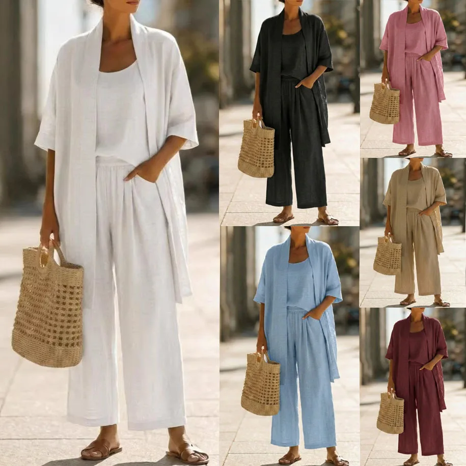 3 pieces women sets 2026 New casual lapel long-sleeved shirt+long pants cotton suit sets women's clothing
3 pieces women sets 2026 New casual lapel long-sleeved shirt+long pants cotton suit sets women's clothing