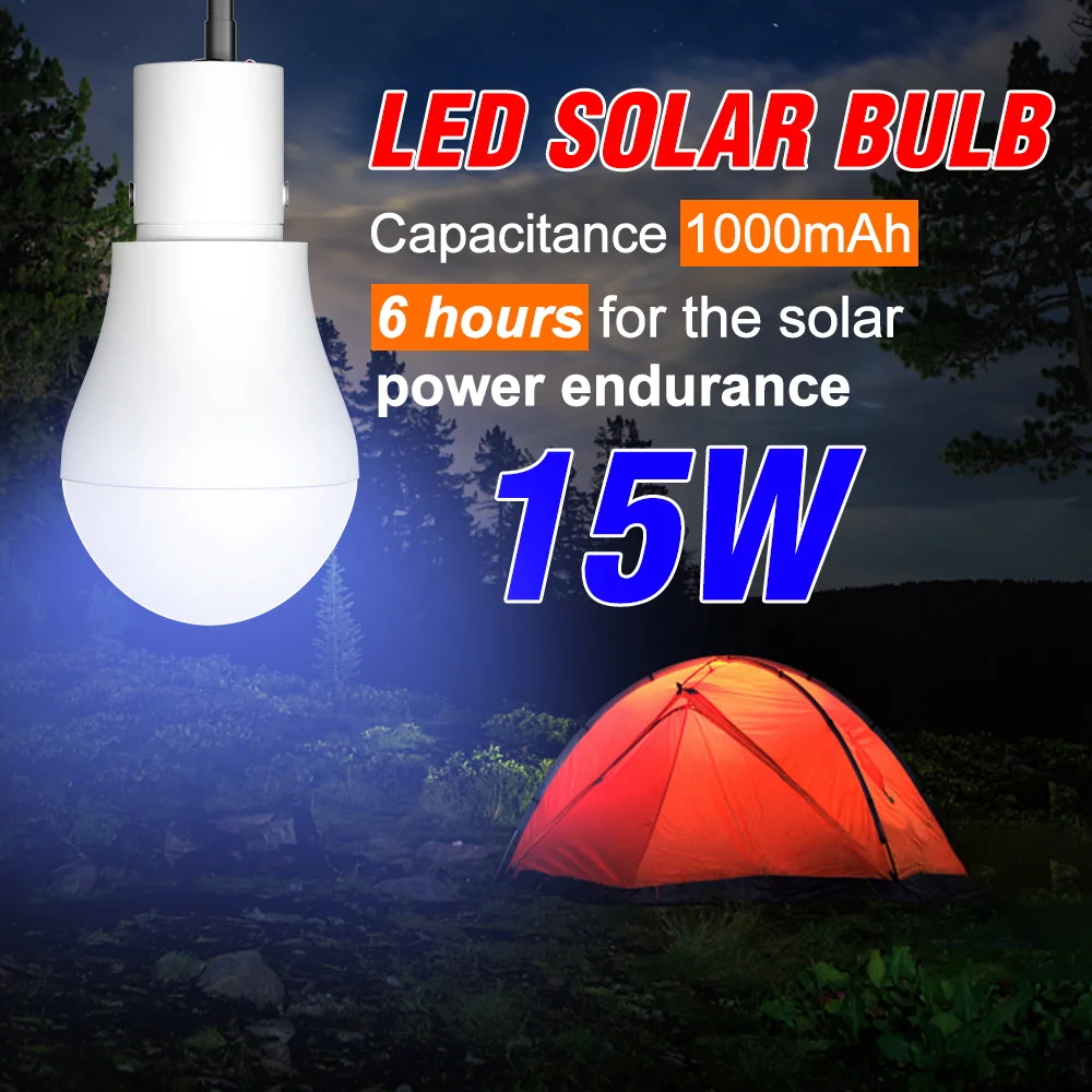 15W LED Solar Light Bulb Outdoor Ultra Bright Bulbs Waterproof Spotlight Garden Courtyard Corridor Portable Camping Lighting
15W LED Solar Light Bulb Outdoor Ultra Bright Bulbs Waterproof Spotlight Garden Courtyard Corridor Portable Camping Lighting
