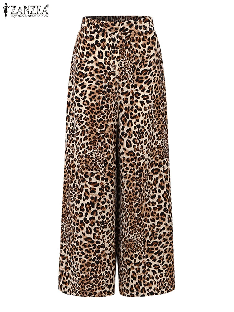 ZANZEA Vintage Wide Leg Pants Women Leopard Printed Pants 2025 Casual Elastic Waist Long Trouser Female Elegant OL Work Bottoms
ZANZEA Vintage Wide Leg Pants Women Leopard Printed Pants 2025 Casual Elastic Waist Long Trouser Female Elegant OL Work Bottoms