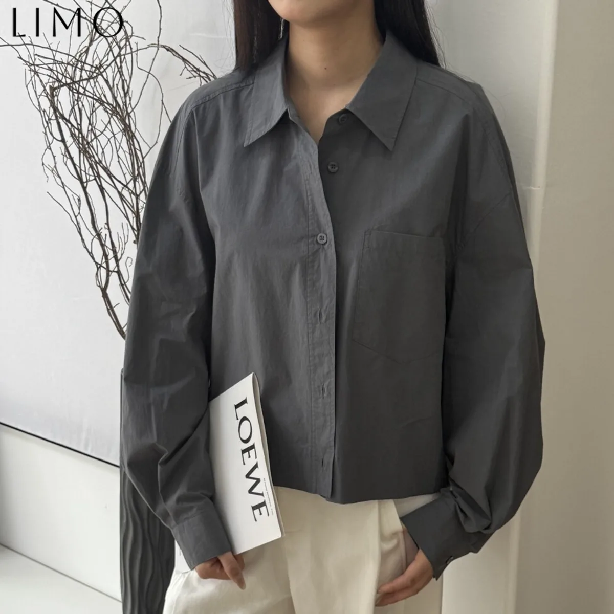 LIMO 2025 New Korean Style Solid Color Asymmetrical Hem Shirt Women Casual Loose Fit Blouse Versatile Front Short Back Long Top 
LIMO 2025 New Korean Style Solid Color Asymmetrical Hem Shirt Women Casual Loose Fit Blouse Versatile Front Short Back Long Top