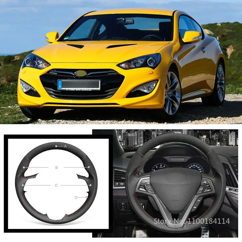 Hand-stitched Non-slip Durabl Black Suede Leather Steering Wheel Cover for Hyundai Veloster
Hand-stitched Non-slip Durabl Black Suede Leather Steering Wheel Cover for Hyundai Veloster