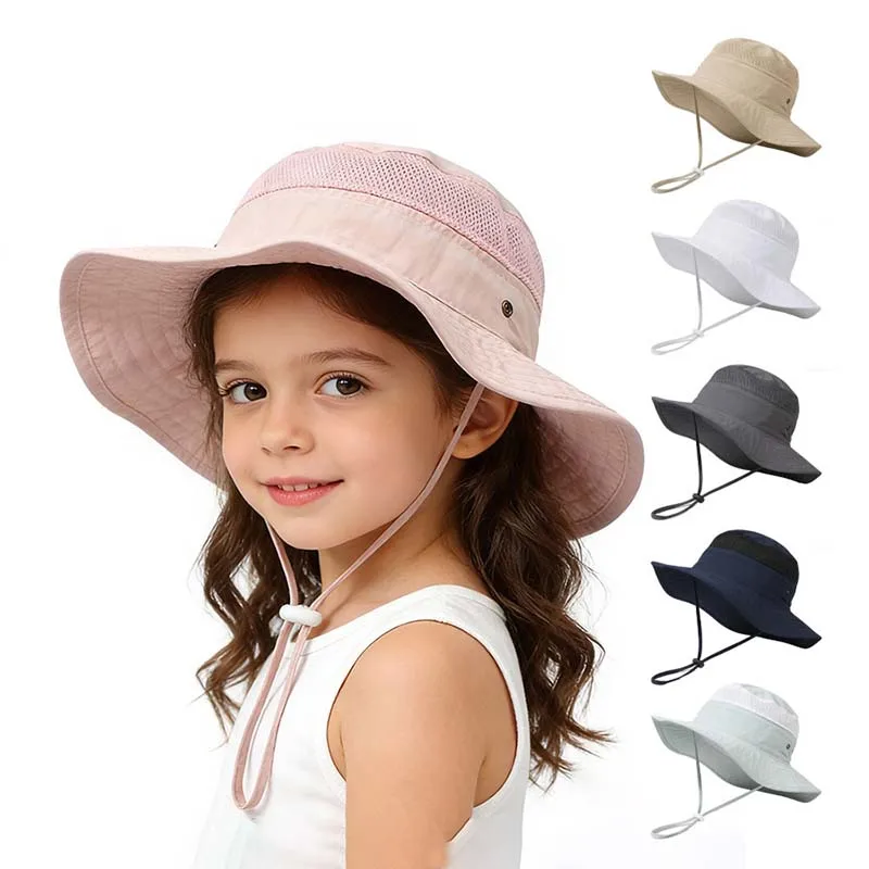 Summer Kids Sun Hat Big Brim Mesh Breathable Anti-UV Protection Hats for Boys Girls Outdoor Fisherman Cap With Windproof Rope
Summer Kids Sun Hat Big Brim Mesh Breathable Anti-UV Protection Hats for Boys Girls Outdoor Fisherman Cap With Windproof Rope