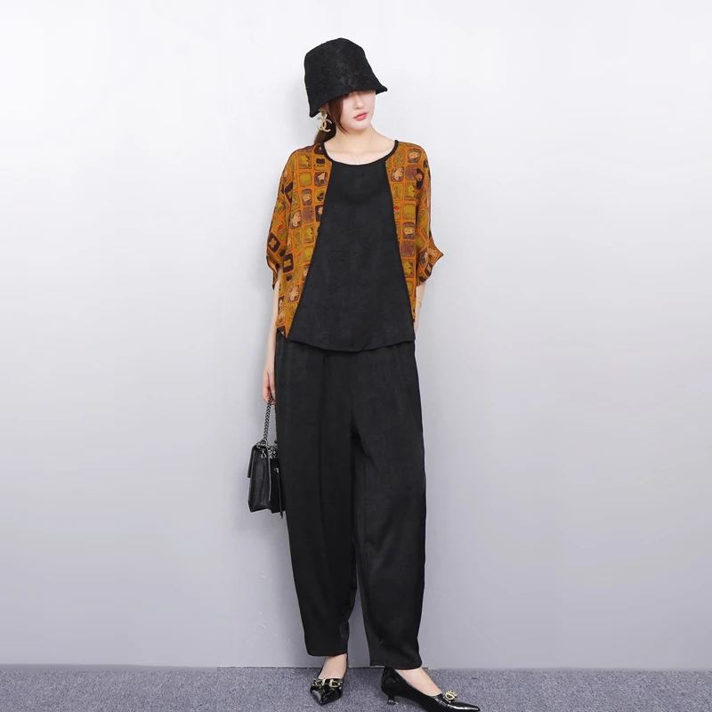 2025 Spring Summer New Elegant Suit Women Loose Printed O-Neck Top Lantern Pants Two-piece Set J1192
2025 Spring Summer New Elegant Suit Women Loose Printed O-Neck Top Lantern Pants Two-piece Set J1192
