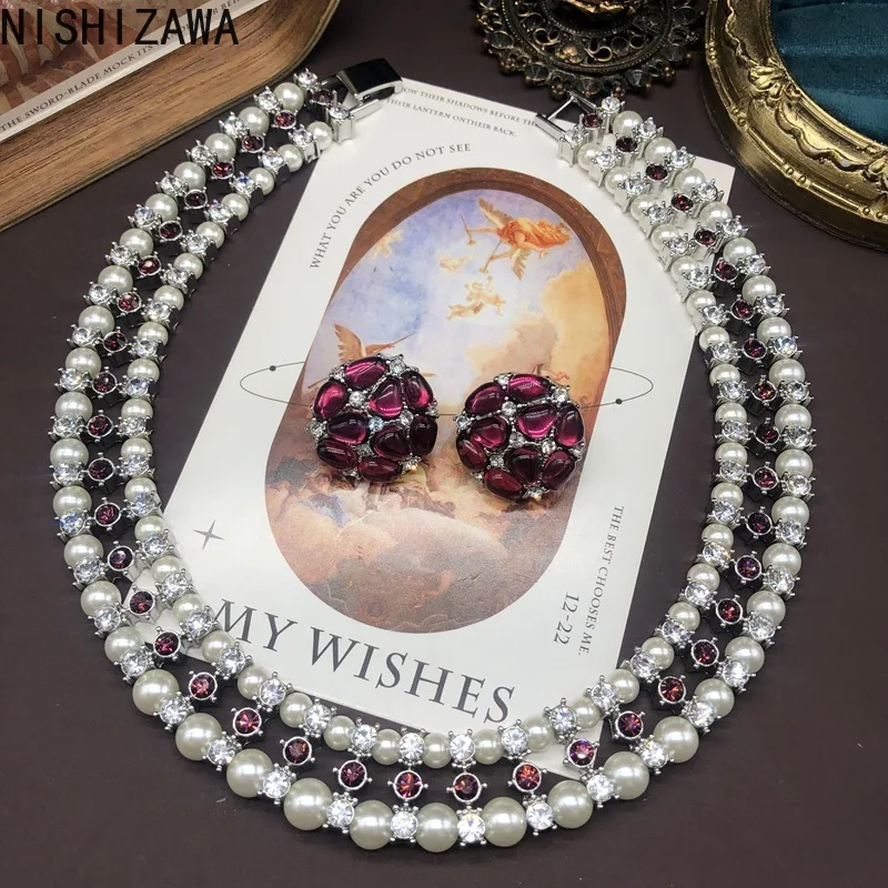NISHIZAWA Rose Purple Stud Earrings for Women Inlaid Gemstones Vintage Jewelry Luxury Palace Style Elegant Pendientes Mujer
NISHIZAWA Rose Purple Stud Earrings for Women Inlaid Gemstones Vintage Jewelry Luxury Palace Style Elegant Pendientes Mujer