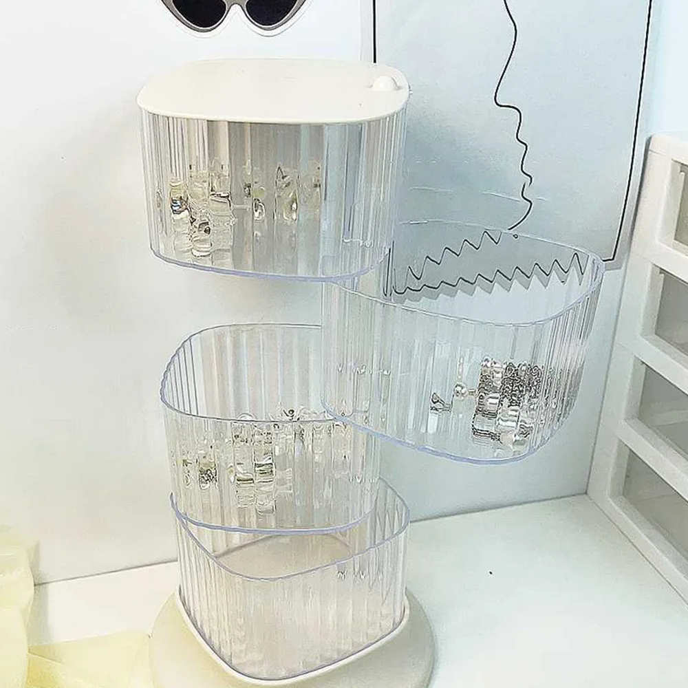 Вращающийся органайзер для хранения с крышкой, экономящий место, белый, для аксессуаров для волос, многофункциональный, 4-ярусный, из ПС-пластика, для спальни
Вращающийся органайзер для хранения с крышкой, экономящий место, белый, для аксессуаров для волос, многофункциональный, 4-ярусный, из ПС-пластика, для спальни