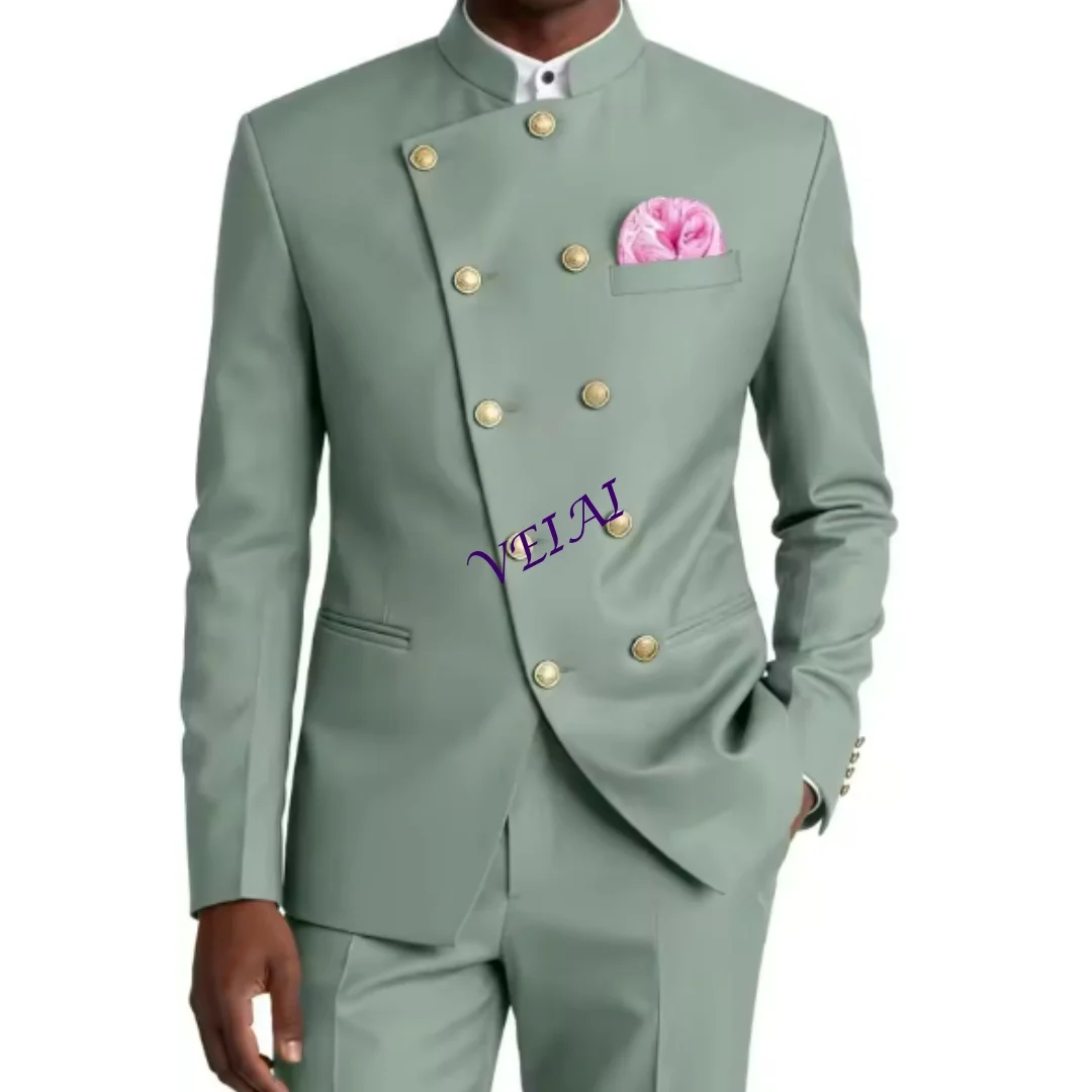 Customized Chinese Men's Slim Fit 2 Piece Suit Double Breasted Mandarin Collar Jacket And Pant Set
Customized Chinese Men's Slim Fit 2 Piece Suit Double Breasted Mandarin Collar Jacket And Pant Set