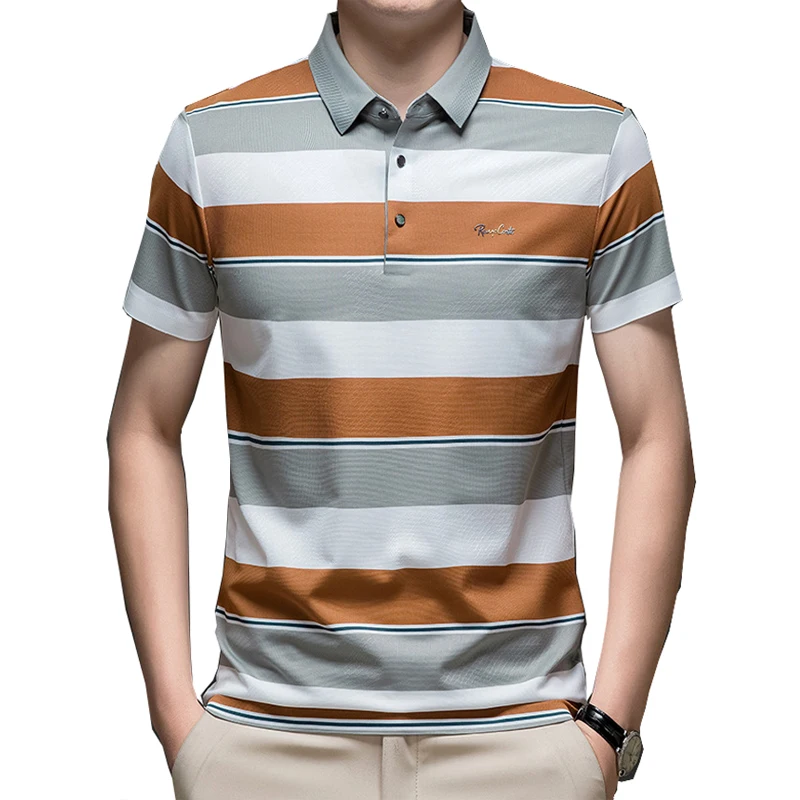 Summer new large size ice silk seamless men's polo shirt high quality brand short sleeve casual striped lapel POLO shirt men
Summer new large size ice silk seamless men's polo shirt high quality brand short sleeve casual striped lapel POLO shirt men