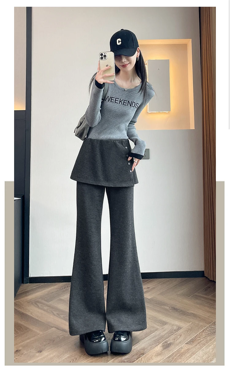 Женские серые шерстяные брюки-кюлоты, слегкие расклешенные брюки с высокой талией, эластичные искусственные прямые брюки из двух частей, осенняя одежда с клапанами
Женские серые шерстяные брюки-кюлоты, слегкие расклешенные брюки с высокой талией, эластичные искусственные прямые брюки из двух частей, осенняя одежда с клапанами