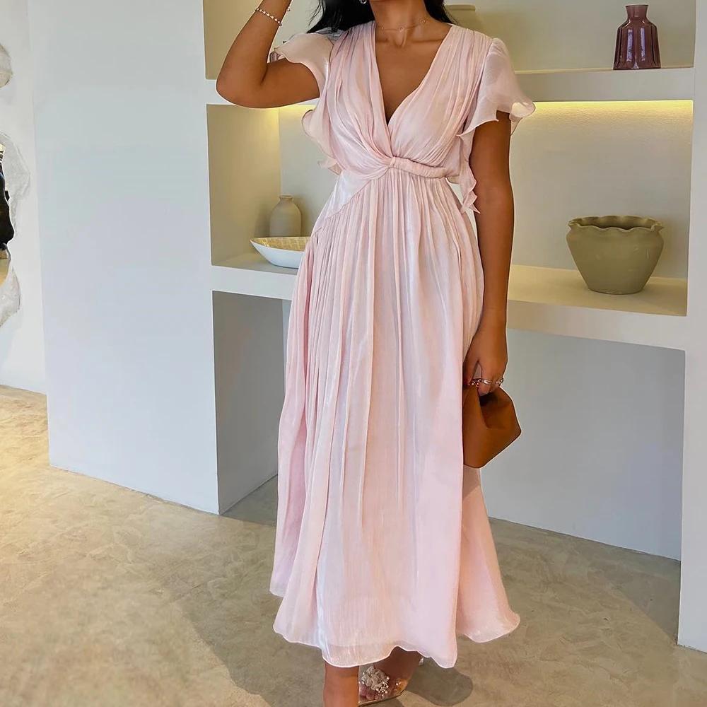Customized Graceful V-Neck Short Sleeves Chiffon Evening Dress Temperament Pleats Photo Color Vestido De Noche Vestido
Customized Graceful V-Neck Short Sleeves Chiffon Evening Dress Temperament Pleats Photo Color Vestido De Noche Vestido