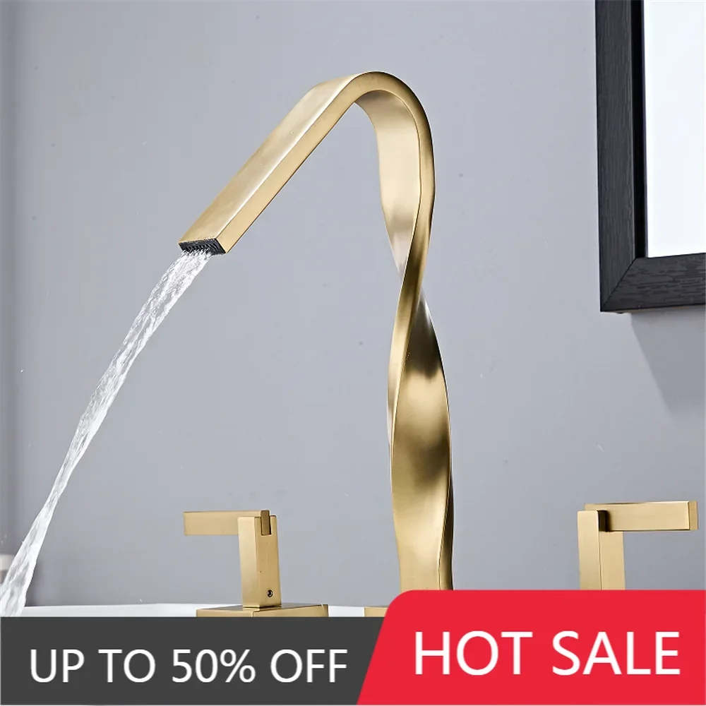 Total Brass Brushed Gold Widespread Bathroom Faucet Gold Basin Faucet Hot & Cold Black Wash basin 3 Hole Chrome Lavotory Faucet
Total Brass Brushed Gold Widespread Bathroom Faucet Gold Basin Faucet Hot & Cold Black Wash basin 3 Hole Chrome Lavotory Faucet