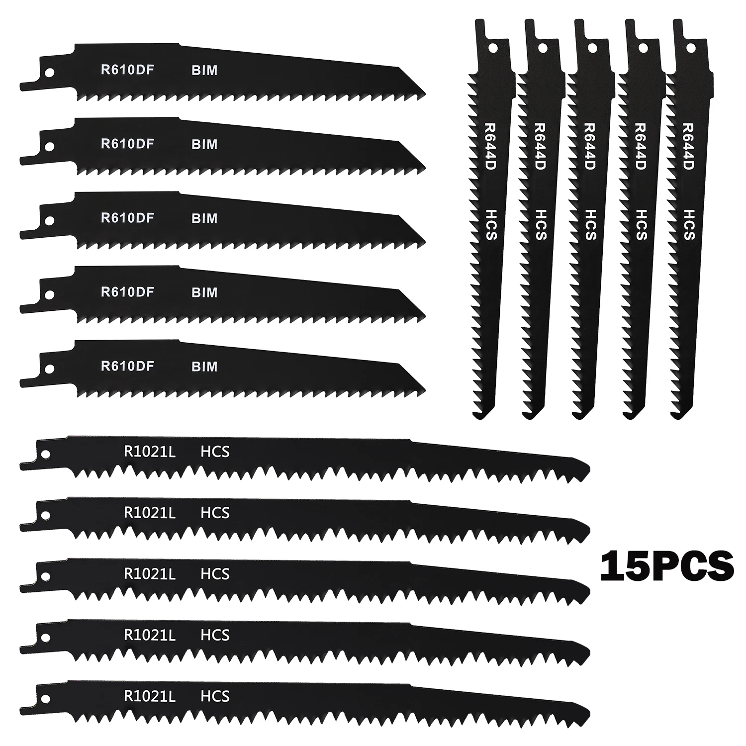 15PCS Multifunctional Reciprocating Saw Blade Set Sabre Blade Kit for Wood Pruning Wood with Metal Cutting for Demolition Work
15PCS Multifunctional Reciprocating Saw Blade Set Sabre Blade Kit for Wood Pruning Wood with Metal Cutting for Demolition Work