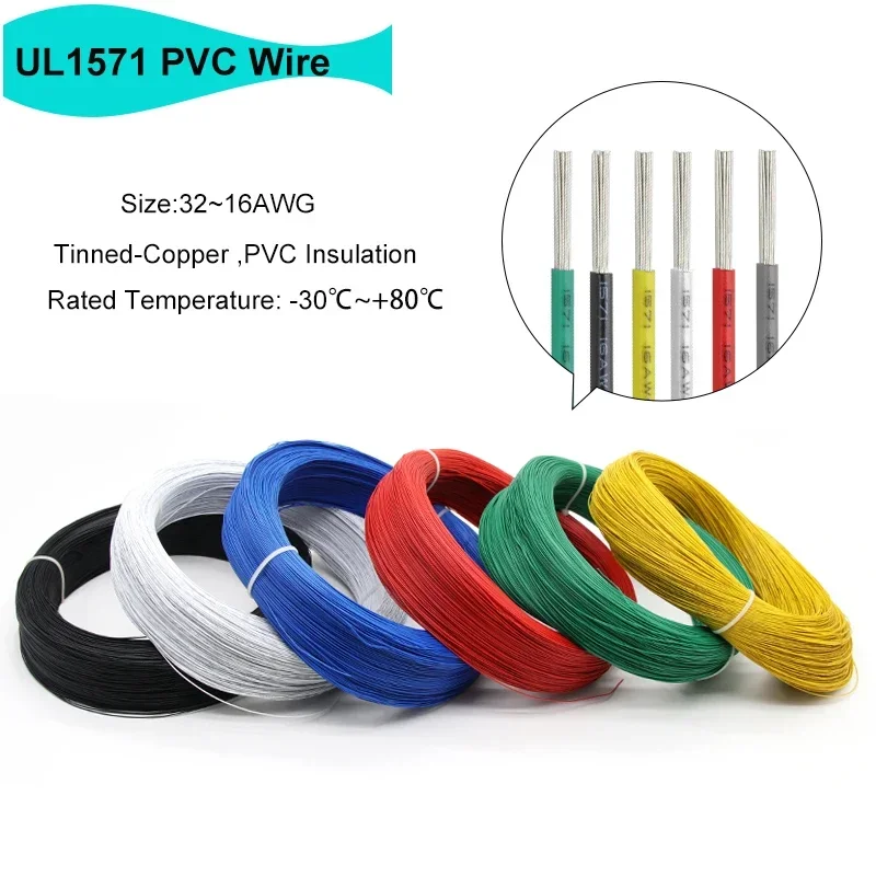 5/10/30M UL1571 Electronic Wire 32 30 28 26 24 22 20 18 16AWG Environmental PVC Insulated Tinned Copper Cable DIY Cord LED Line
5/10/30M UL1571 Electronic Wire 32 30 28 26 24 22 20 18 16AWG Environmental PVC Insulated Tinned Copper Cable DIY Cord LED Line
