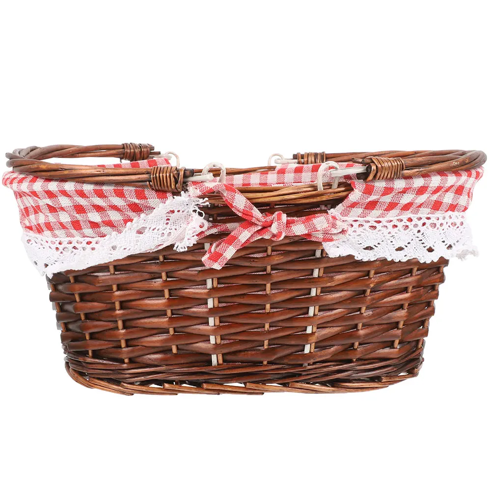 Woven Picnic Baskets Brown Red Checkered Storage Basket for Home 32x25x14cm Durable Wicker Cloth Lightweight Portable
Woven Picnic Baskets Brown Red Checkered Storage Basket for Home 32x25x14cm Durable Wicker Cloth Lightweight Portable
