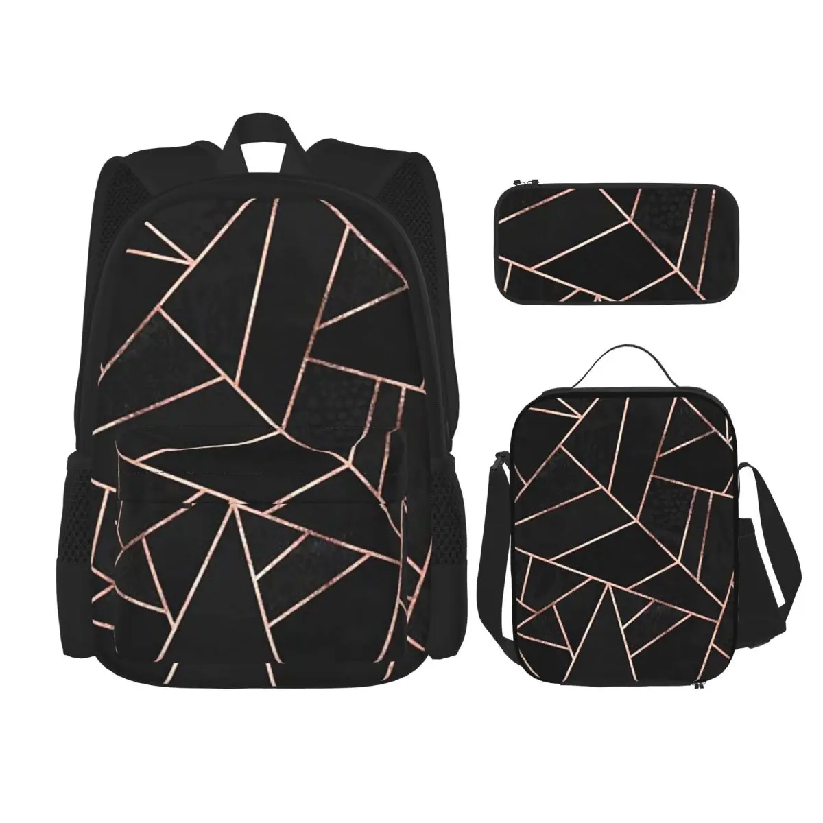 Black And Rose Gold Backpacks Students Bookbag School Bags Rucksack Lunch Bag Pen Bag Three-Piece Set
Black And Rose Gold Backpacks Students Bookbag School Bags Rucksack Lunch Bag Pen Bag Three-Piece Set