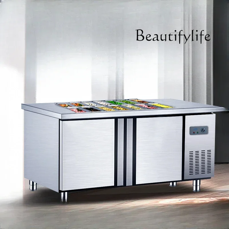 Salad Bar Slotted Fresh Water Bar Workbench Commercial Refrigerated Milk Tea Fruit Fishing Display Cabinet
Salad Bar Slotted Fresh Water Bar Workbench Commercial Refrigerated Milk Tea Fruit Fishing Display Cabinet