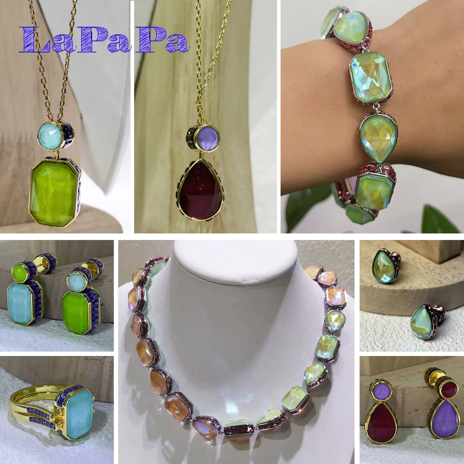 Luxury Colorful Crystal Double-Sided Necklace Earrings Ring Bracelet 2025 High Jewelry Set Fashion for Women Party Accessories
Luxury Colorful Crystal Double-Sided Necklace Earrings Ring Bracelet 2025 High Jewelry Set Fashion for Women Party Accessories