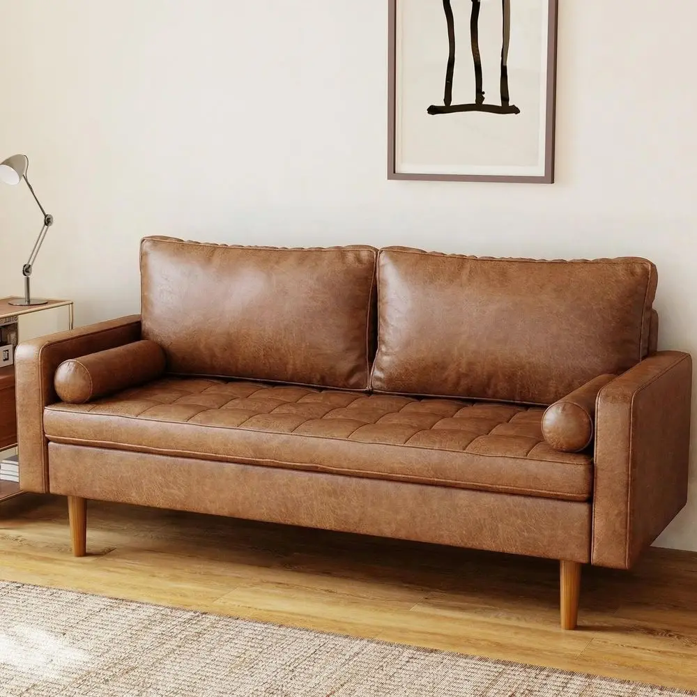 Loveseat Sofa Couch, MidCentury Vintage Couches 2 Seat, Faux Leather with Solid Wood Frame Deep Seat, 2 Pillows for Living Room
Loveseat Sofa Couch, MidCentury Vintage Couches 2 Seat, Faux Leather with Solid Wood Frame Deep Seat, 2 Pillows for Living Room