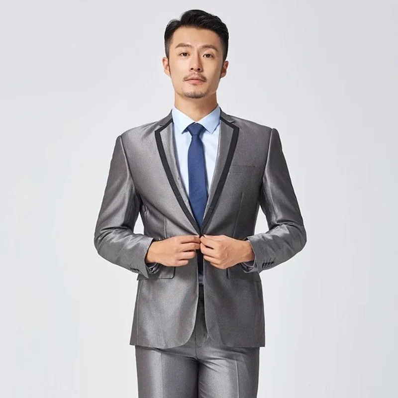 New Style Wedding Men Suits Blazer Silver Gray Fit Single Breasted Notched Lapel Formal Business Elegant Set Jacket Pants Anzüge
New Style Wedding Men Suits Blazer Silver Gray Fit Single Breasted Notched Lapel Formal Business Elegant Set Jacket Pants Anzüge