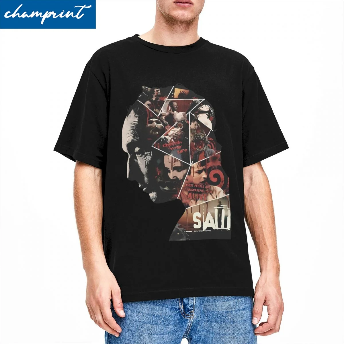 Мужская и женская футболка Saw Poster Awesome Pure Cotton Футболки с короткими рукавами из фильма ужасов Billy Футболки с круглым вырезом Одежда больших размеров
Мужская и женская футболка Saw Poster Awesome Pure Cotton Футболки с короткими рукавами из фильма ужасов Billy Футболки с круглым вырезом Одежда больших размеров