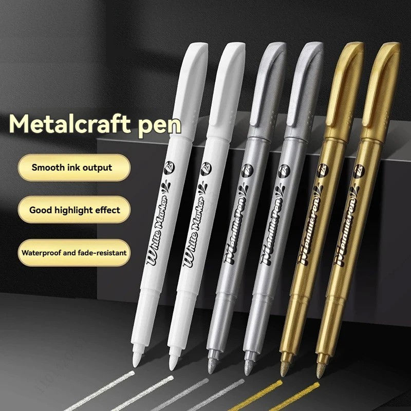 6Pcs Metallic Marker Pen Set White Gold Silver Waterproof Permanent Paint Marker for Ceramic Glass DIY Art Painting Supplies
6Pcs Metallic Marker Pen Set White Gold Silver Waterproof Permanent Paint Marker for Ceramic Glass DIY Art Painting Supplies
