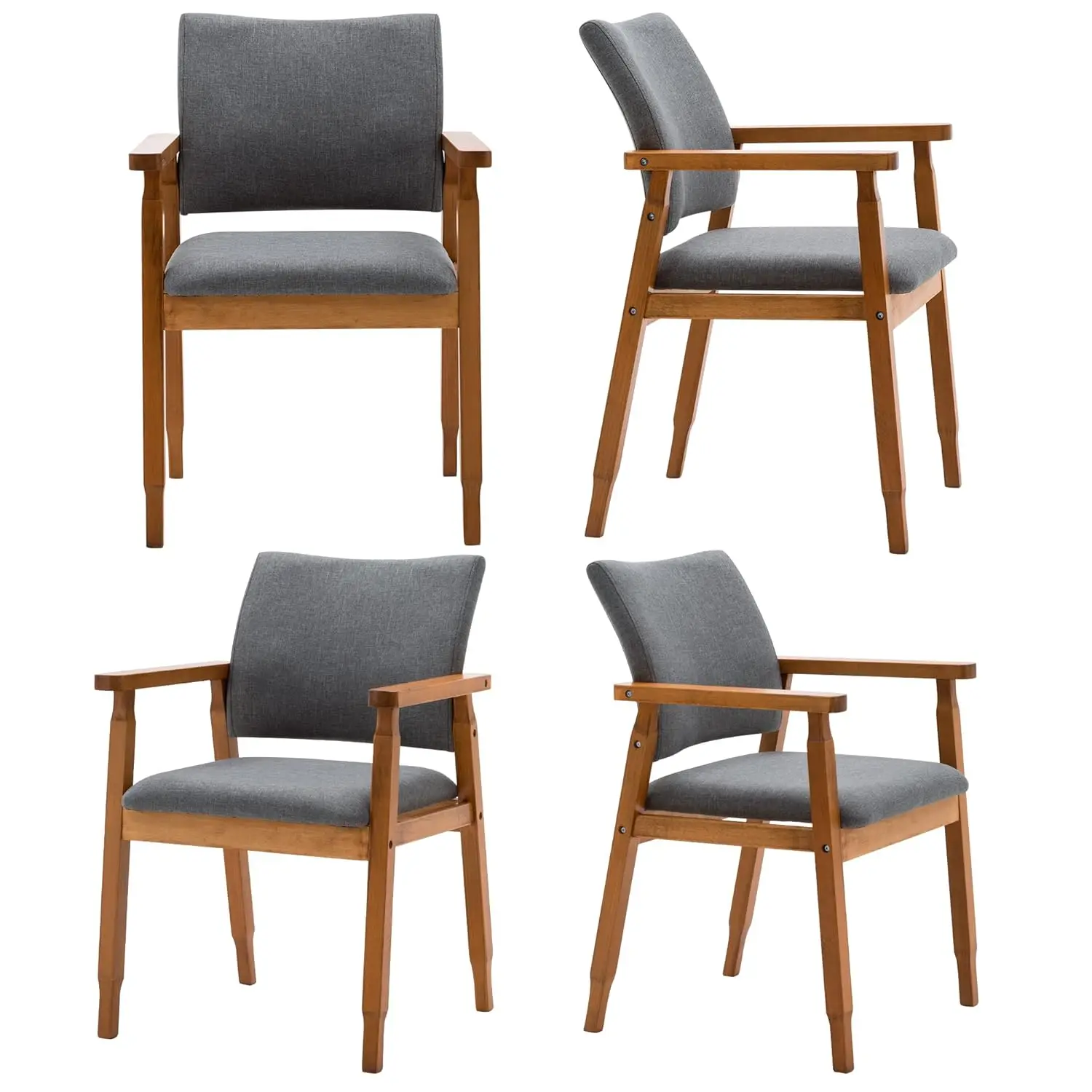Set of 4 Mid Century Modern Walnut Dining Chairs Wood Arm Grey Fabric Kitchen Cafe Living Room Decor Furniture, Customized
Set of 4 Mid Century Modern Walnut Dining Chairs Wood Arm Grey Fabric Kitchen Cafe Living Room Decor Furniture, Customized