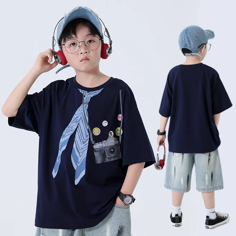 Summer Kids T Shirt Fashion Tie Print T-shirt Boys Cotton Short Sleeve Tee Tops Camera Pattern T-shirt Children Clothing 5-14Yrs
Summer Kids T Shirt Fashion Tie Print T-shirt Boys Cotton Short Sleeve Tee Tops Camera Pattern T-shirt Children Clothing 5-14Yrs