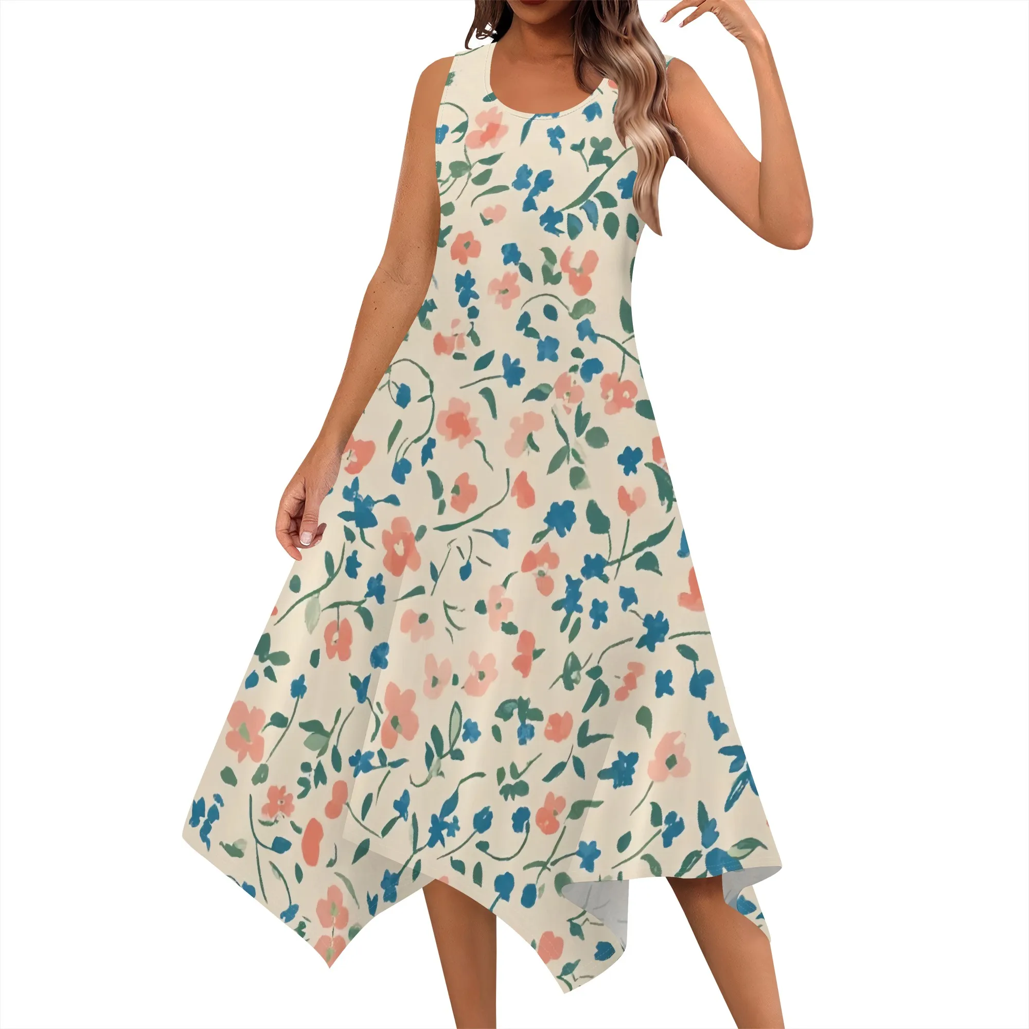 Women's Casual Summer Dress Sleeveless Vintage Floral Graphics Sundress Hankerchief Hem Boho Midi Dresses Beach Dress
Women's Casual Summer Dress Sleeveless Vintage Floral Graphics Sundress Hankerchief Hem Boho Midi Dresses Beach Dress