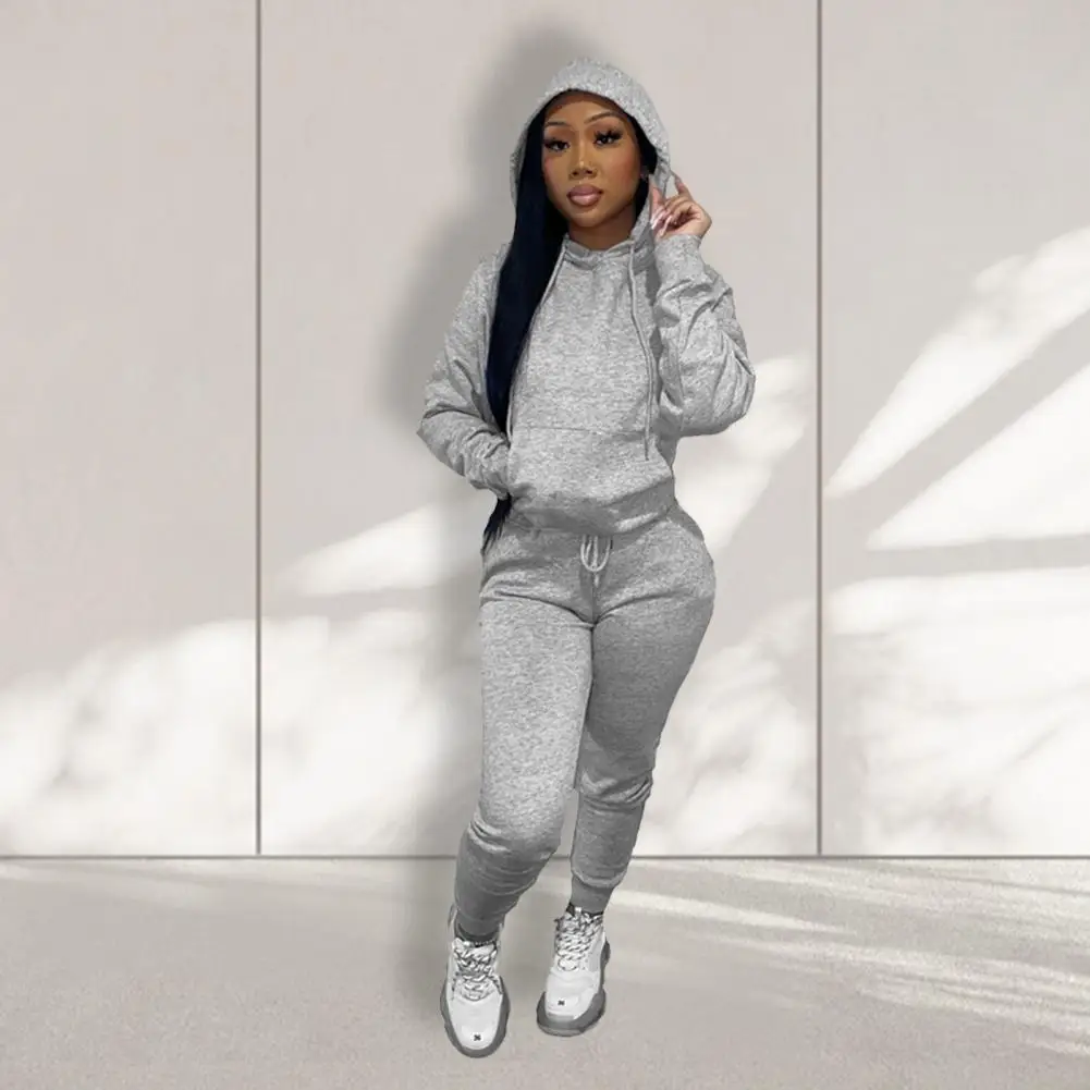 2Pcs/Set Women Autumn Winter Solid Color Outfit Hooded Drawstring Pockets Sweatshirt Elastic Waist Pants Set
2Pcs/Set Women Autumn Winter Solid Color Outfit Hooded Drawstring Pockets Sweatshirt Elastic Waist Pants Set