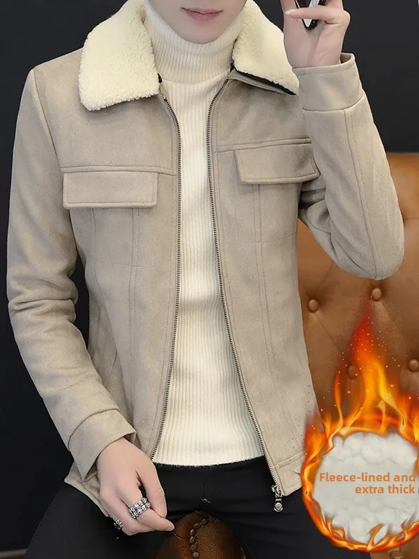 Мужская куртка из искусственной замши с воротником из овечьего меха на молнии, повседневное зимнее пальто, молодежный трендовый стиль
Мужская куртка из искусственной замши с воротником из овечьего меха на молнии, повседневное зимнее пальто, молодежный трендовый стиль