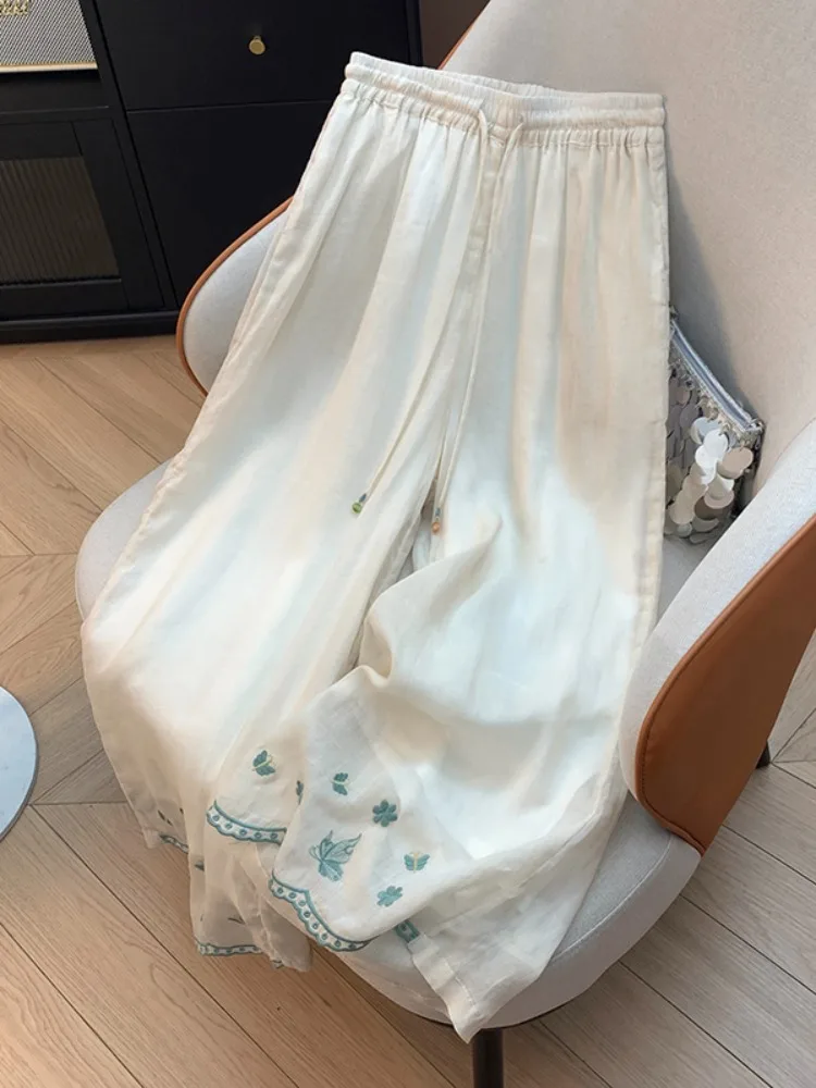 New Chinese Style Double Layered Wide Leg Pants Women's Summer Elastic Waist Cotton Linen Casual Long Straight Cut Trousers
New Chinese Style Double Layered Wide Leg Pants Women's Summer Elastic Waist Cotton Linen Casual Long Straight Cut Trousers