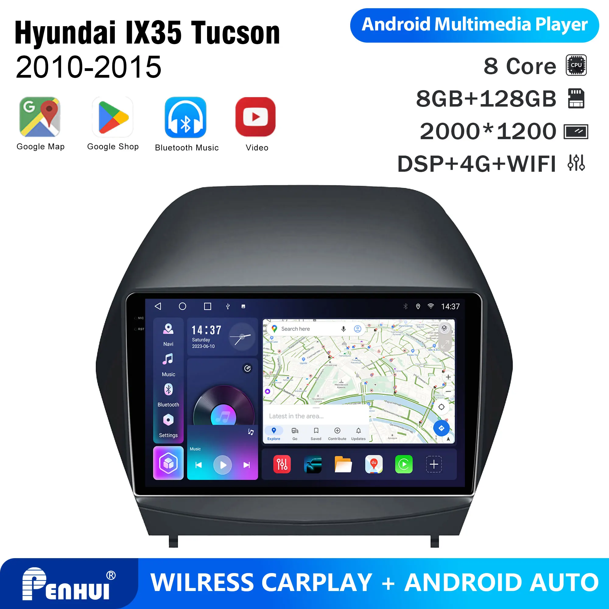 Автомагнитола Penhui для Hyundai IX35 Tucson 2010-2015, Android, 2DIN, 9-дюймовый сенсорный экран, DSP, Bluetooth, видеомультимедийная система
Автомагнитола Penhui для Hyundai IX35 Tucson 2010-2015, Android, 2DIN, 9-дюймовый сенсорный экран, DSP, Bluetooth, видеомультимедийная система