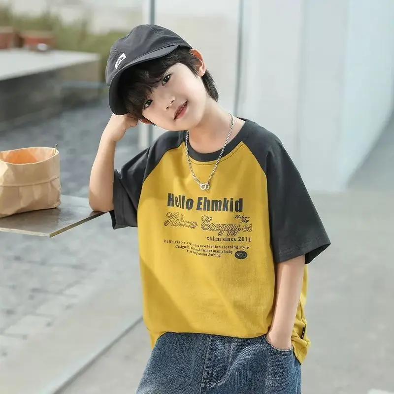 2026 New Boys' 100% Cotton Short Sleeve T-Shirt Korean Style Summer Casual Wear Medium Kids Trendy Tops
2026 New Boys' 100% Cotton Short Sleeve T-Shirt Korean Style Summer Casual Wear Medium Kids Trendy Tops