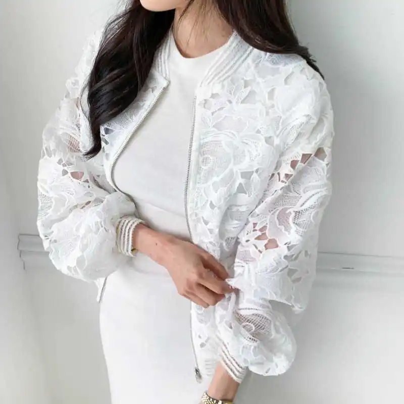Spring and Autumn New Long-sleeved Pull-up Coat Lace Hollow Baseball Women's Top Fashion Versatile Top Women Sports and Leisure
Spring and Autumn New Long-sleeved Pull-up Coat Lace Hollow Baseball Women's Top Fashion Versatile Top Women Sports and Leisure