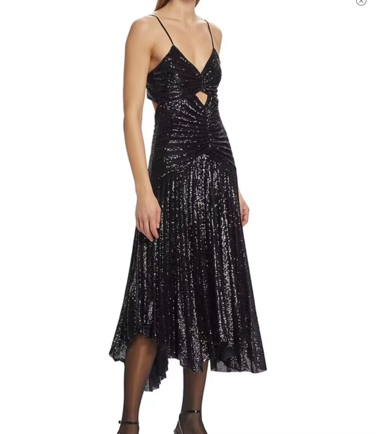 Women's heavy industry sequin V-neck design fashionable suspender dress
Women's heavy industry sequin V-neck design fashionable suspender dress