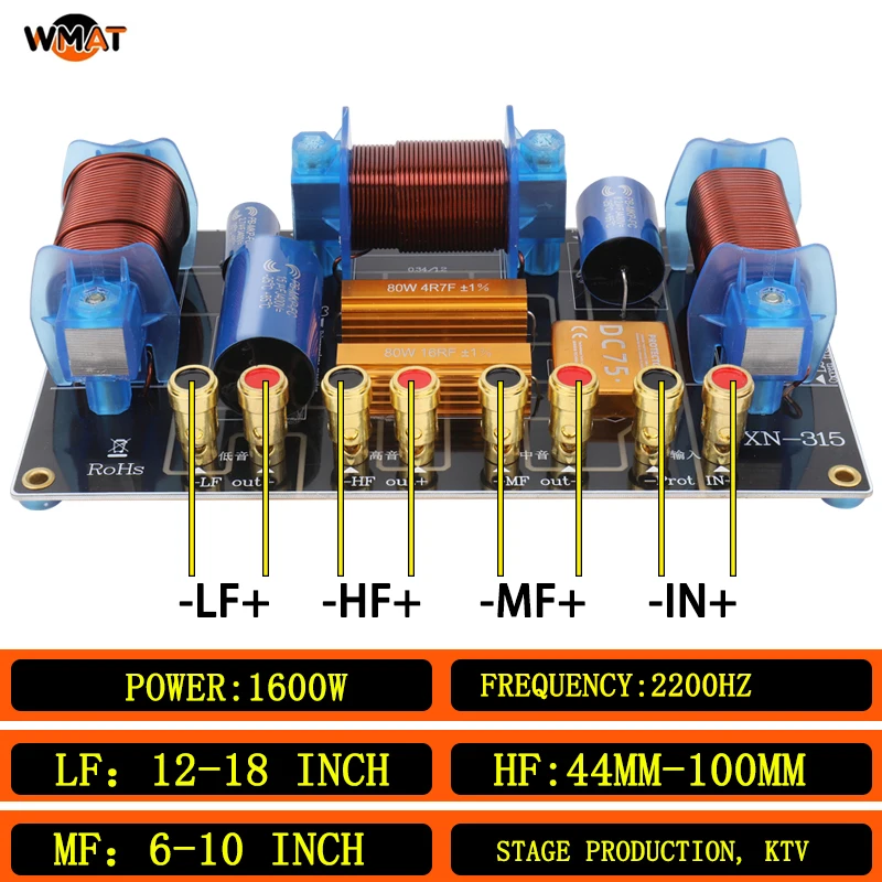 315/Stage 3-Way Crossover (High/Mid/Low Frequency)1600W For 12-18 Inch Woofer&44-100 core tweeter&6-10 Midrange 2200Hz 3-Way
315/Stage 3-Way Crossover (High/Mid/Low Frequency)1600W For 12-18 Inch Woofer&44-100 core tweeter&6-10 Midrange 2200Hz 3-Way