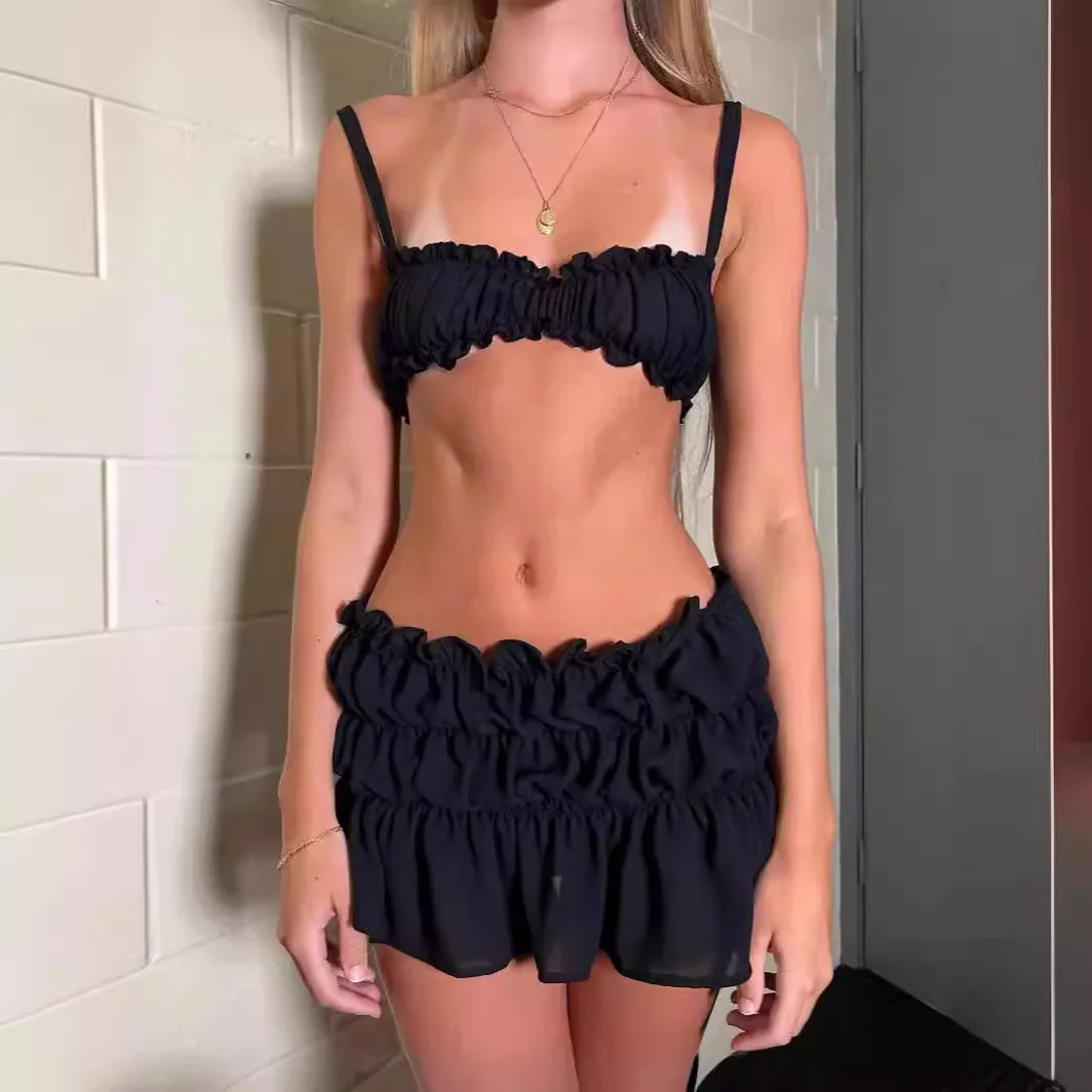 Women Y2K Vintage Frills Spaghetti Strap Cami Crop Tops + Ruched Mini Pencil Skirt Fairycore 2 Piece Skirts Outfits Streetwear
Women Y2K Vintage Frills Spaghetti Strap Cami Crop Tops + Ruched Mini Pencil Skirt Fairycore 2 Piece Skirts Outfits Streetwear