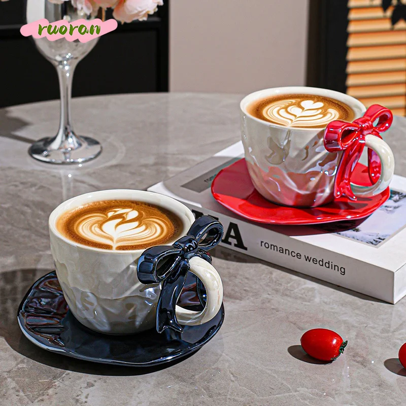 Niche Minimalist Light Luxury Bow Ceramic Coffee Mug with Saucer Set Elegant Afternoon Tea Gift
Niche Minimalist Light Luxury Bow Ceramic Coffee Mug with Saucer Set Elegant Afternoon Tea Gift
