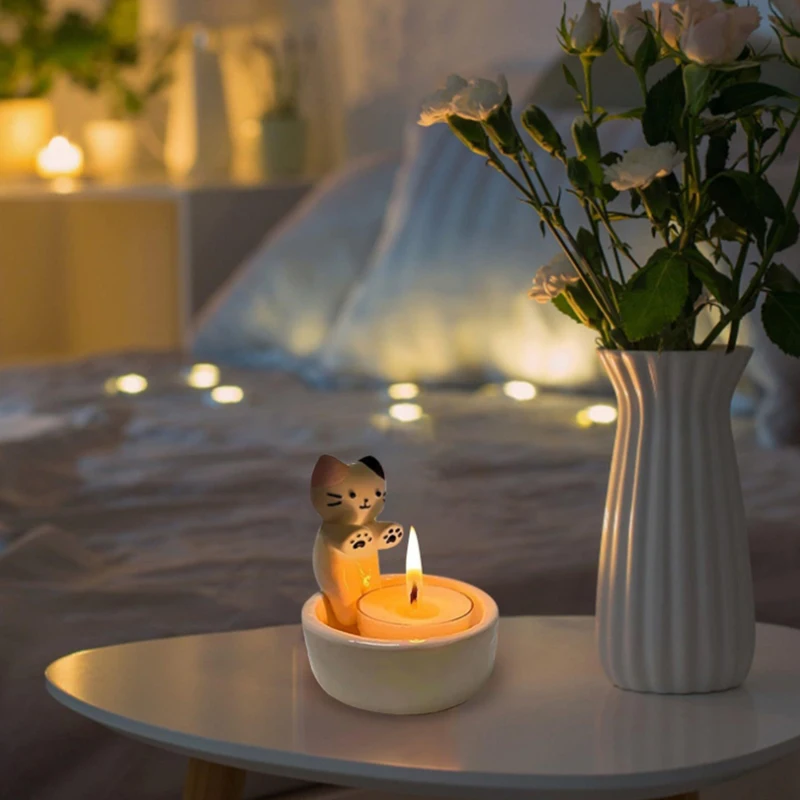 Kitten Candle Holder Cute Cat Candlestick Creative Aromatherapy Candle Holder Durable High Tempe Cartoon Candlestick Decoration
Kitten Candle Holder Cute Cat Candlestick Creative Aromatherapy Candle Holder Durable High Tempe Cartoon Candlestick Decoration