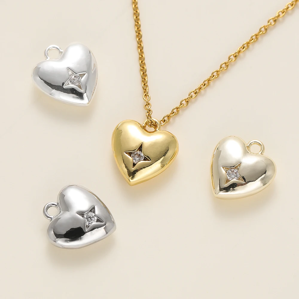 2Pcs/Pack 14/18K Gold Color Plated Heart Shape Pendants with Zircon for Necklace Bracelets Jewelry Making Supplies Accessories
2Pcs/Pack 14/18K Gold Color Plated Heart Shape Pendants with Zircon for Necklace Bracelets Jewelry Making Supplies Accessories