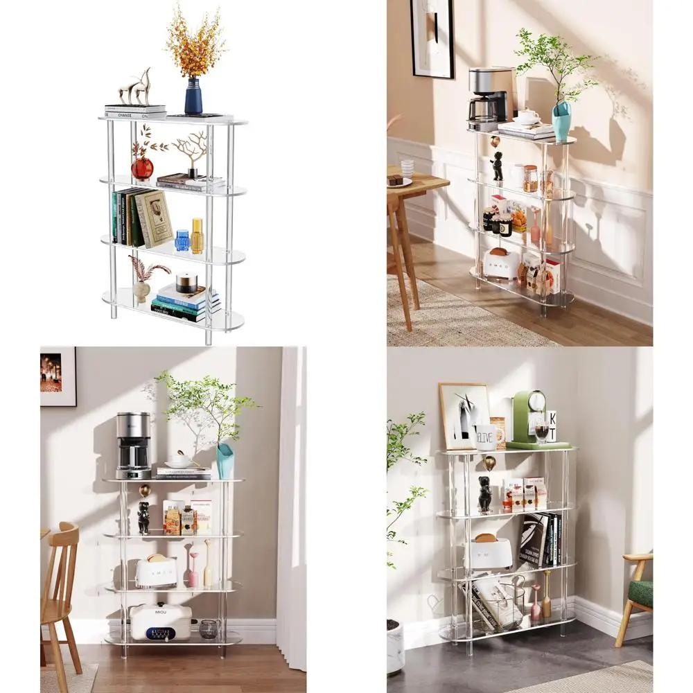 Transparent Acrylic 4-Tier Bookshelf for Home and Office Entryways 
Transparent Acrylic 4-Tier Bookshelf for Home and Office Entryways
